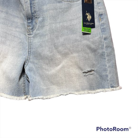 SOLD NWT❗️US Polo Assn Women's light wash Jean Denim Shorts Size 14 - Picture 10 of 10